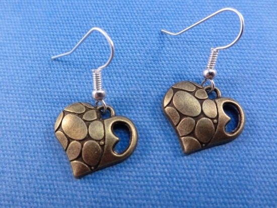 Preview: Herz Ohrringe Vintage Optik heart Love Liebe